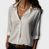 Mona - Weiße elegante Satinbluse