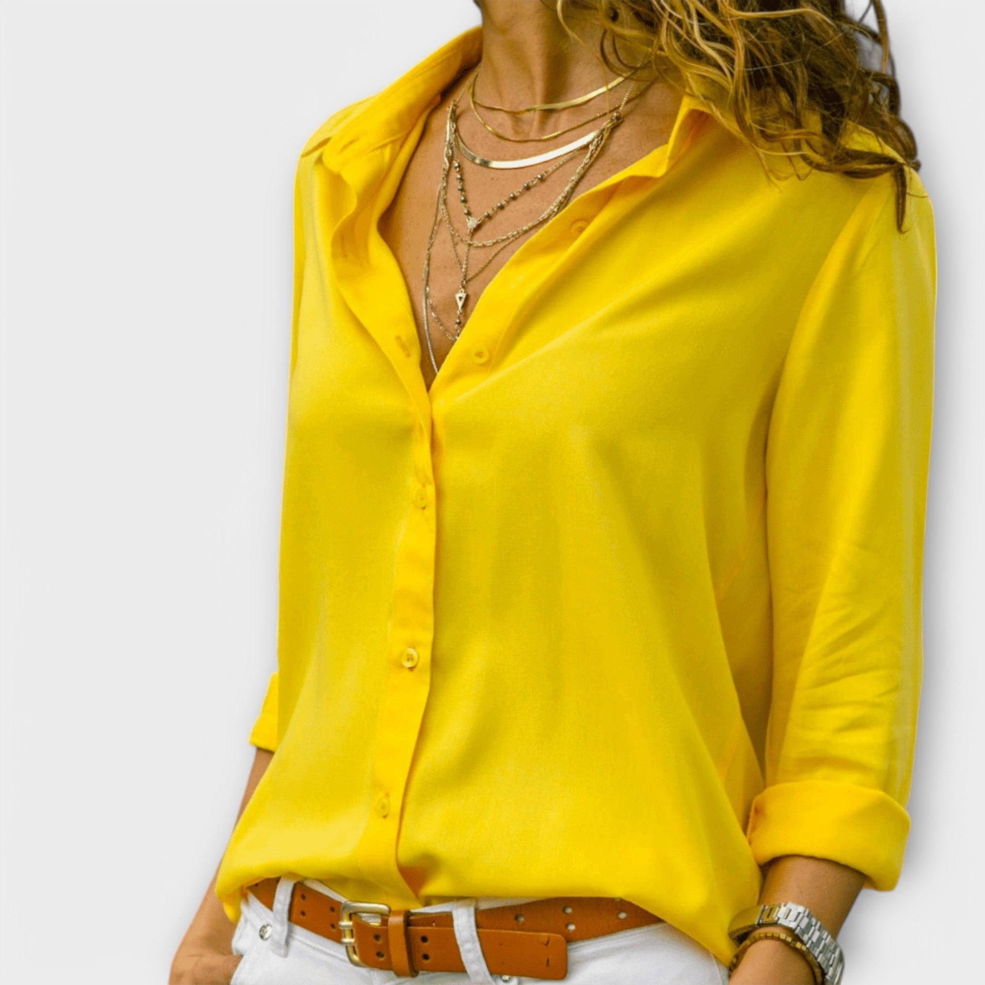 Mona - Weiße elegante Satinbluse