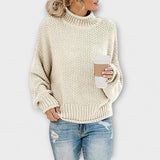 Fleur Rousse – Cremefarbener dicker Rollkragenpullover