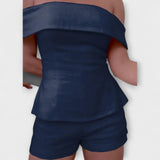 Olivia - Weisses Leinen-Set mit Off-Shoulder-Top
