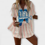 Silava - Rosa gestreiftes Sommer-Set