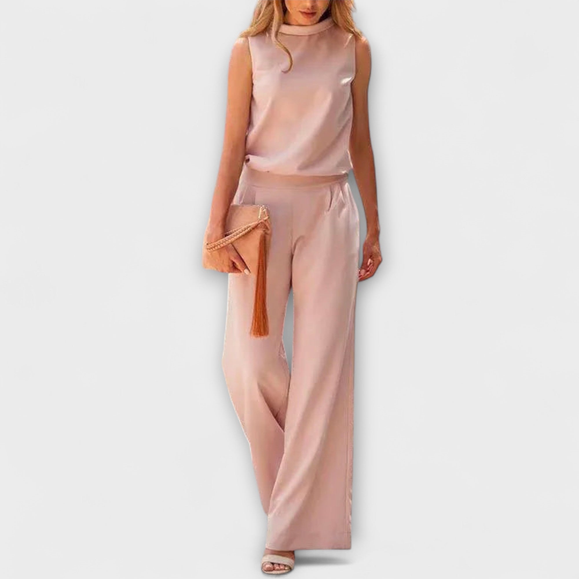Ariana - Dunkelblaues Set mit fliessender Hose