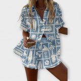 Trenara - Blaues Set mit Caravan-Print