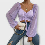 Jacqueline - Bluse in Creme mit Gesichter-Print