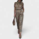 Licht Set - Khakifarbenes elegantes Jumpsuit-Set