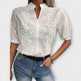 Élise - Weiße Bluse mit Stickerei