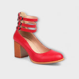 Annegret - Rote Pumps mit Riemen