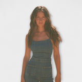Julie - Blauer Denim-Jumpsuit mit Bindeband
