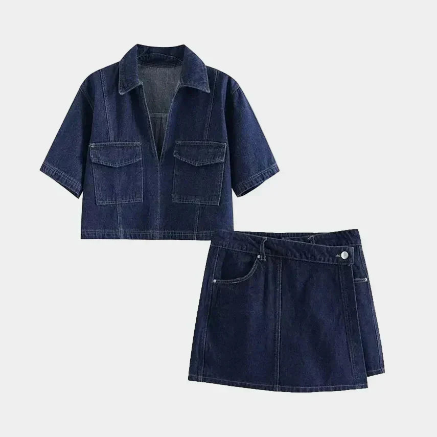 Conjunto de ganga com decote em V