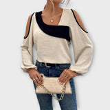 Scarlett - Blusa cor creme com decote quadrado