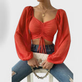 Jacqueline - Bluse in Creme mit Gesichter-Print