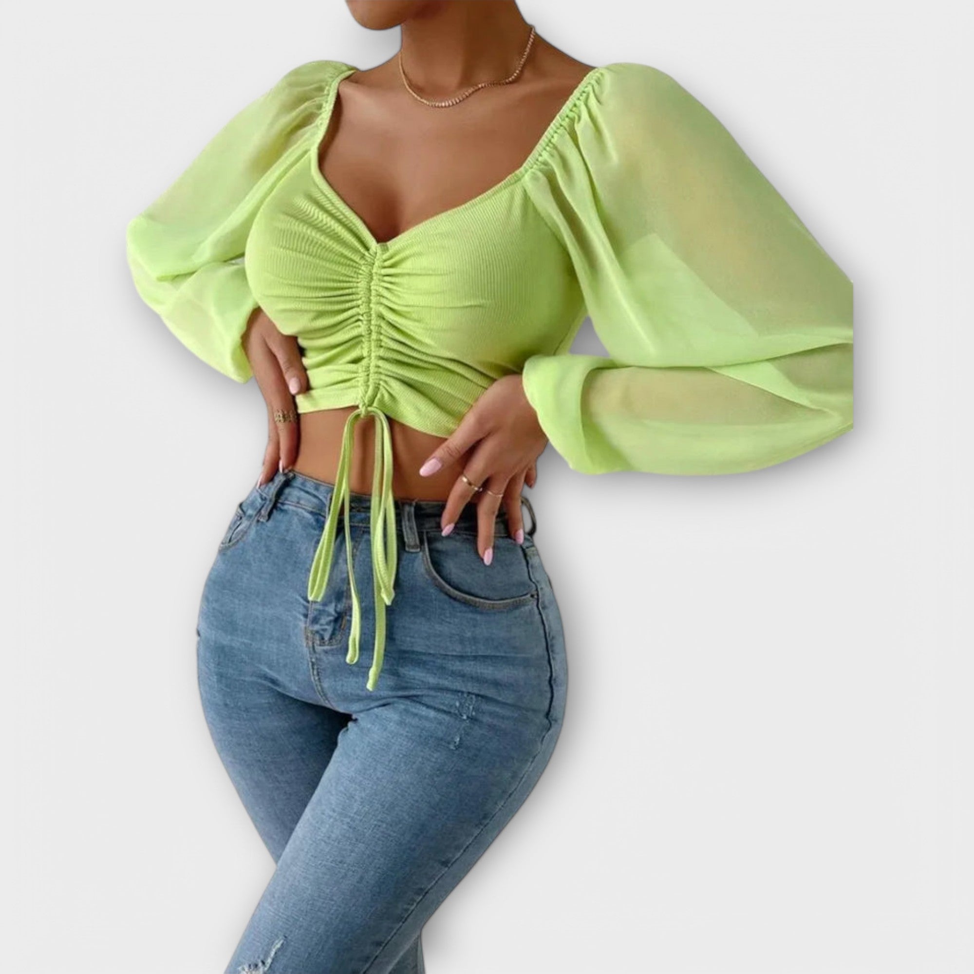 Jacqueline - Bluse in Creme mit Gesichter-Print