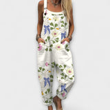 Thaïs - Weisse Latzhose mit bunten Blüten