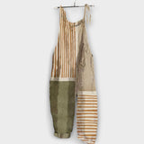 Barbara - Beige Latzhose mit Streifenmuster