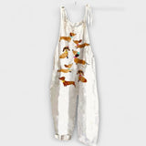 Alexandra - Beige Latzhose mit Fuchsmotiv