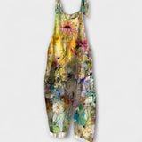Abigail - Latzhose mit buntem Aquarell-Blumenmuster