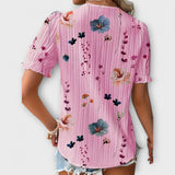 Emily - Rosa Bluse mit Blütenmuster und Spitze