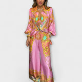 Sage - Lila-gelbes Set mit Print