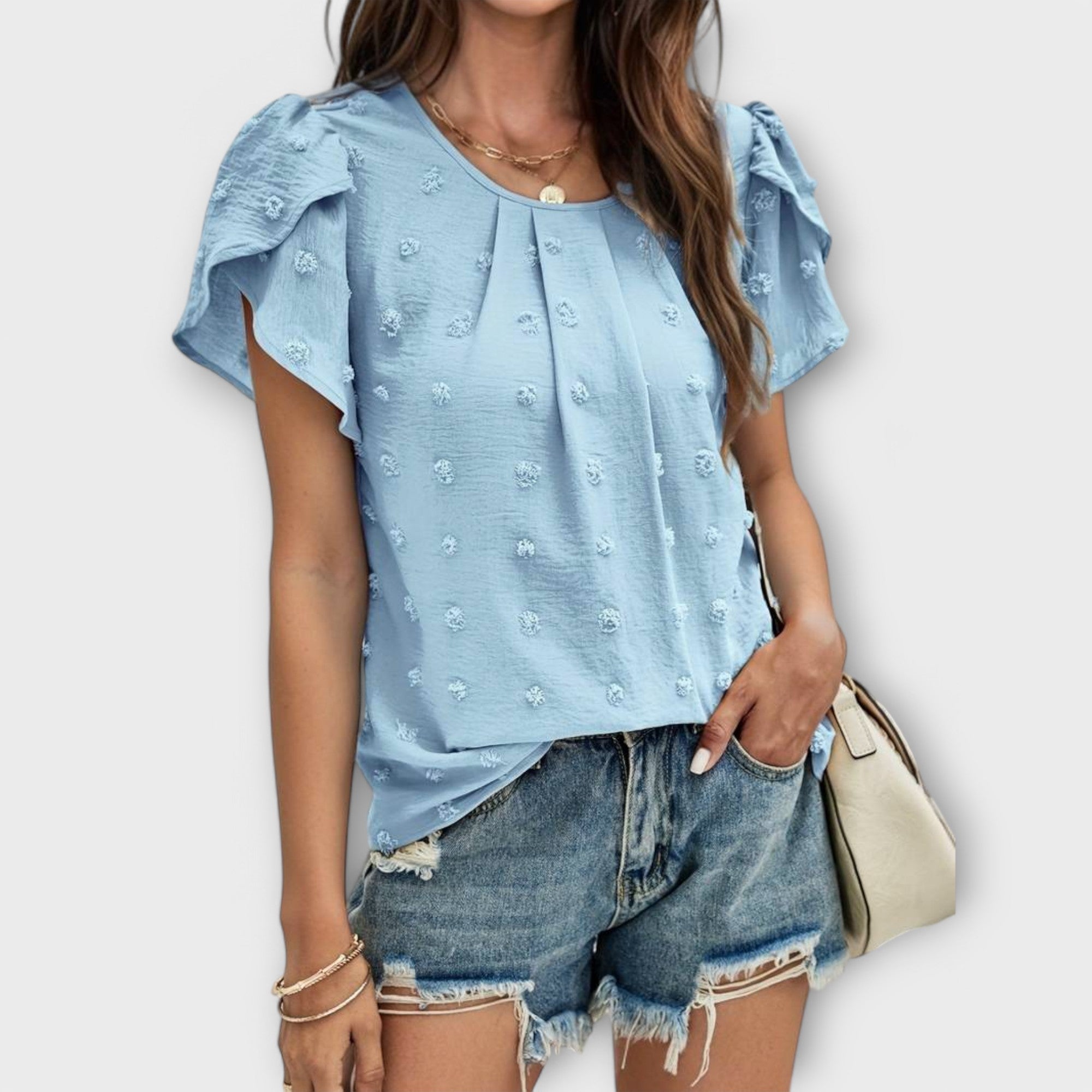 Charlotte - Bordeauxrote Polka-Dot-Bluse