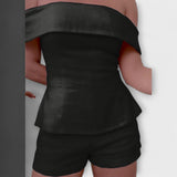 Olivia - Weisses Leinen-Set mit Off-Shoulder-Top