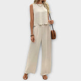 Valeria - Cremefarbenes Set mit Weste und Hose