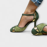 Almut – Grüne Patchwork-Pumps