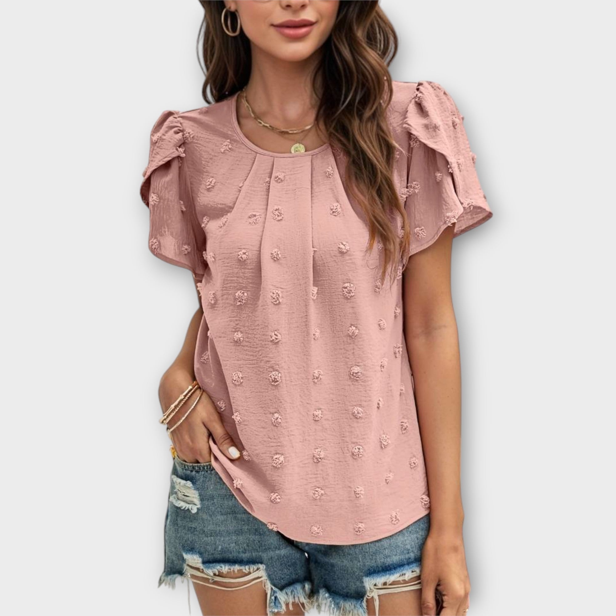 Charlotte - Bordeauxrote Polka-Dot-Bluse
