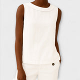 Brianna - Beiges elegantes ärmelloses Top