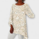 Harper - Blusa bege com estampa floral de cristais