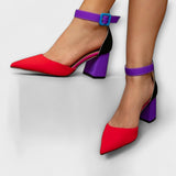 Mathilde – rote Slingpumps im Colour-Blocking