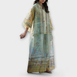 Maria - Grünes Set mit Print und Trompetenärmeln