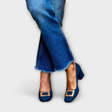 Kriemhilde – Marineblaue Blockabsatz-Pumps