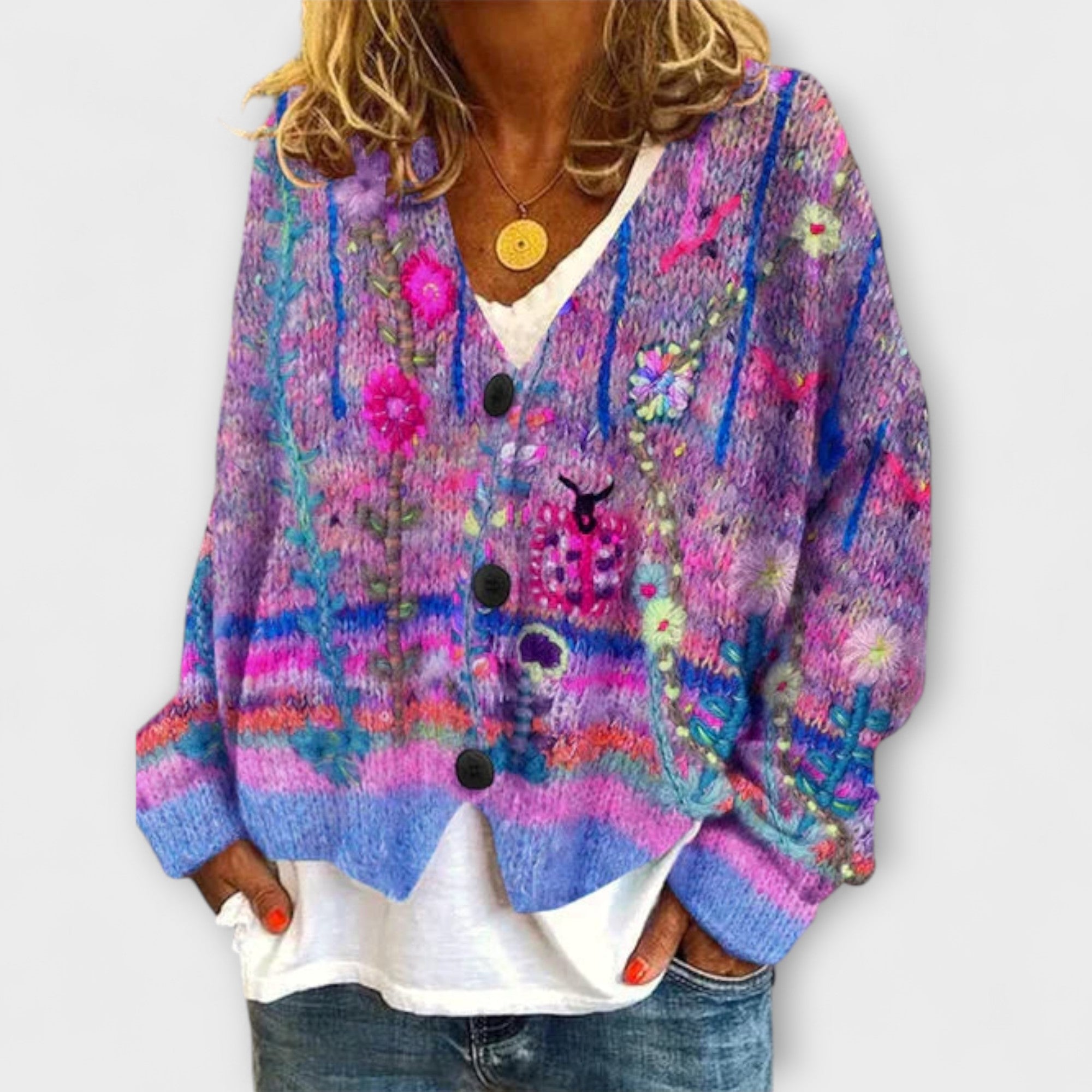 Belle – Bunter Vintage-Strickblazer