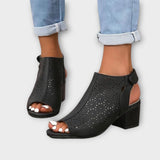 Berta - Schwarze Peeptoe-Stiefeletten