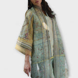 Maria - Grünes Set mit Print und Trompetenärmeln