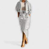 Lyra - Beiges Set mit Blazer und Midi-Rock