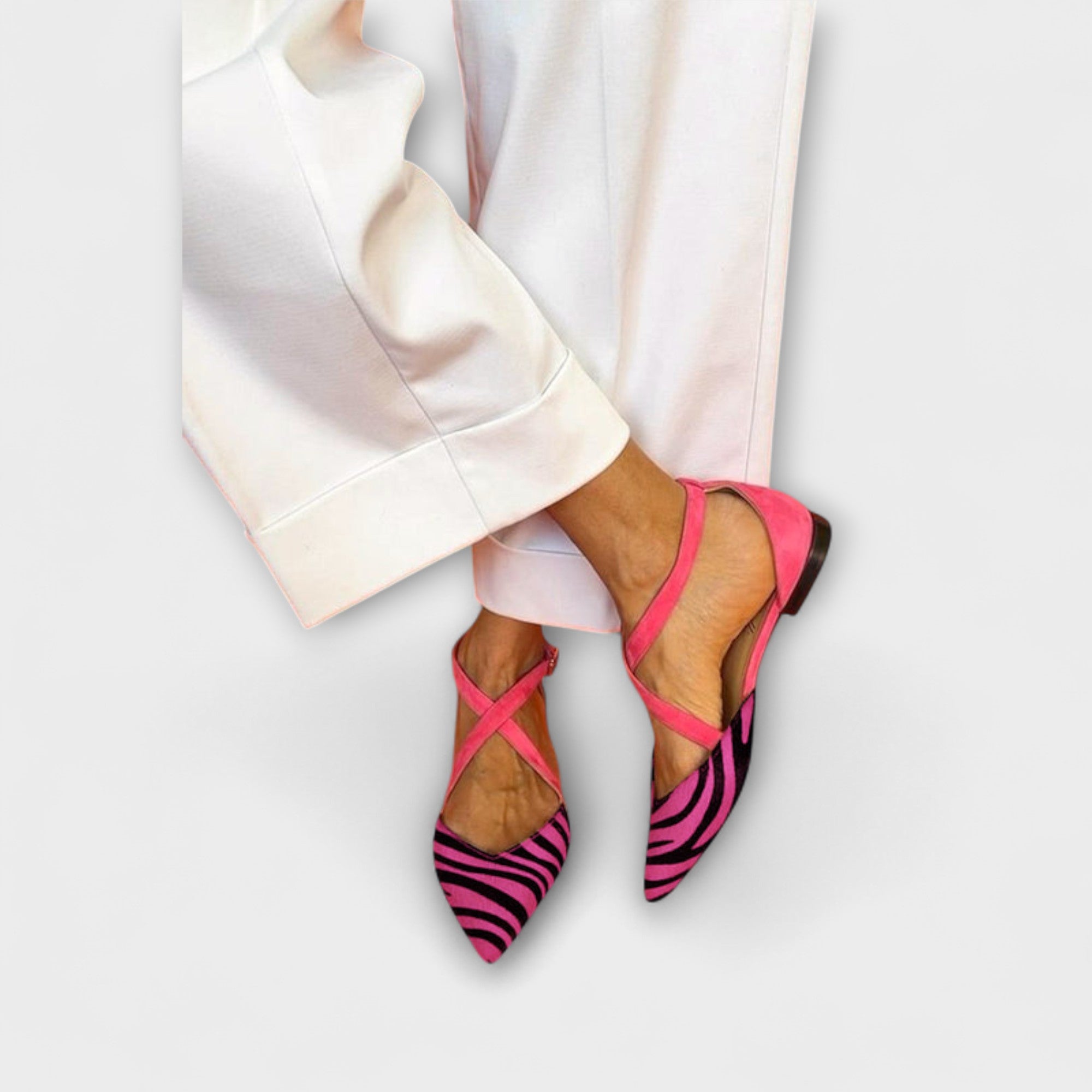 Sieghild - Slingpumps mit Zebraprint in Pink