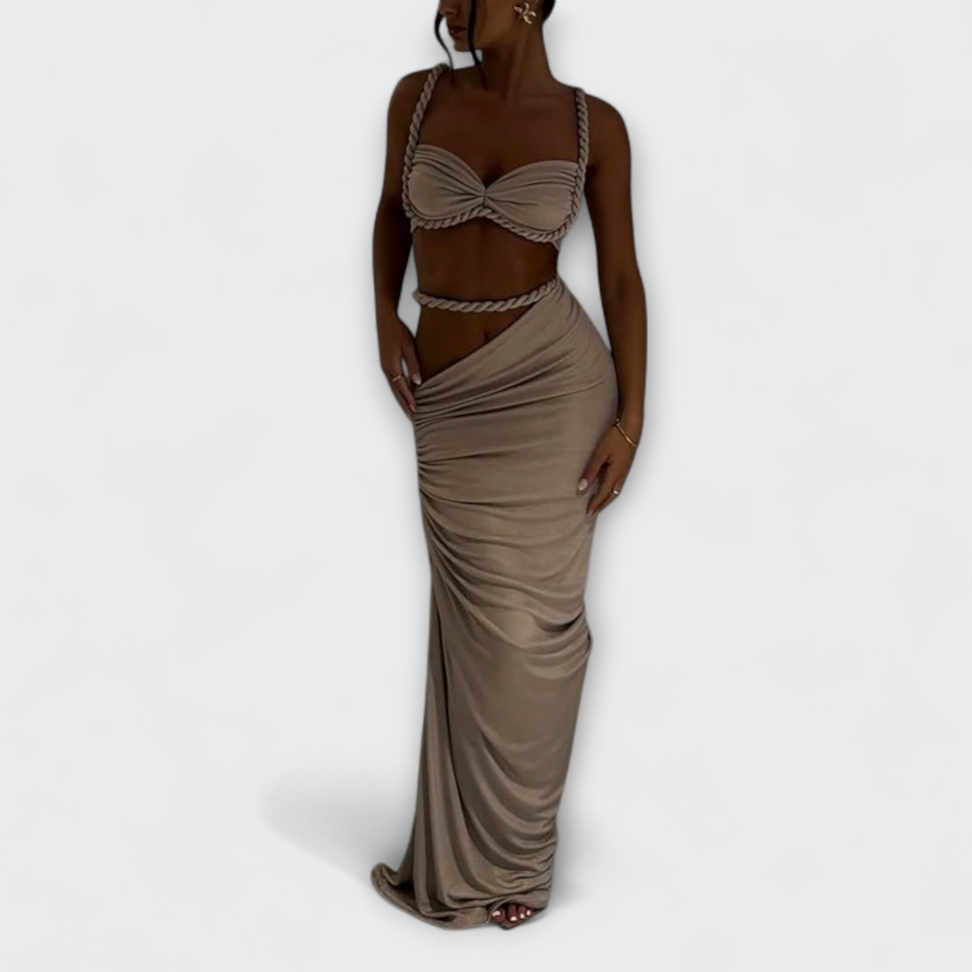 Jane - Blaues Gradient-Set mit Crop-Top und Rock