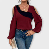 Scarlett - Blusa cor creme com decote quadrado