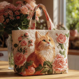 Handgefertigte Tasche “Katze mit Rosen”
