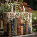 Handgefertigte gepolsterte Tasche "Bücher und Blumen"