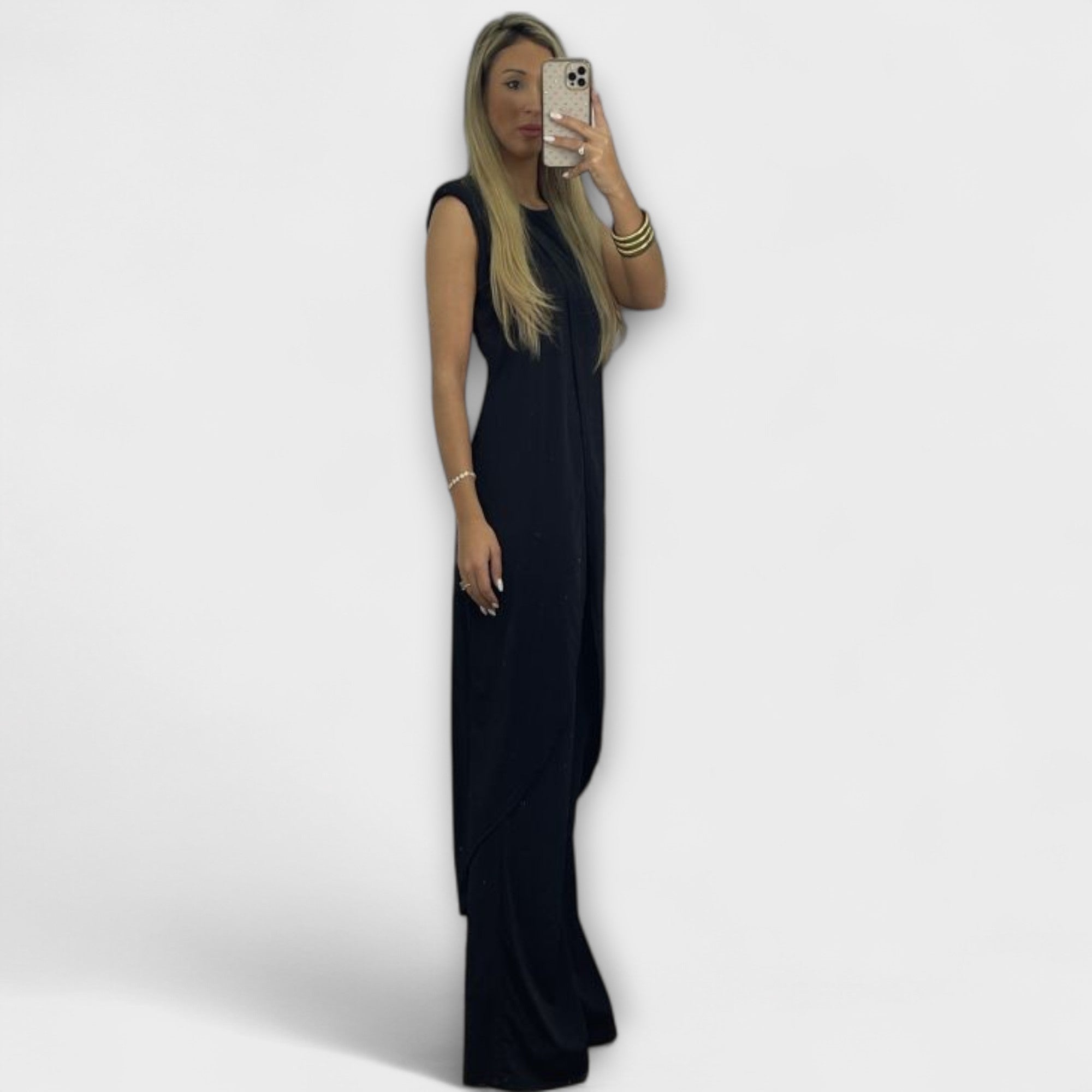 Coordinato Fally - Rostfarbener Jumpsuit mit Schlitz