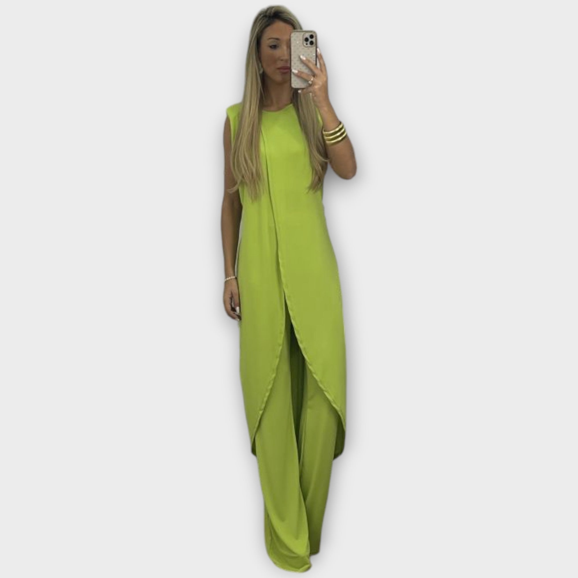 Coordinato Fally - Rostfarbener Jumpsuit mit Schlitz