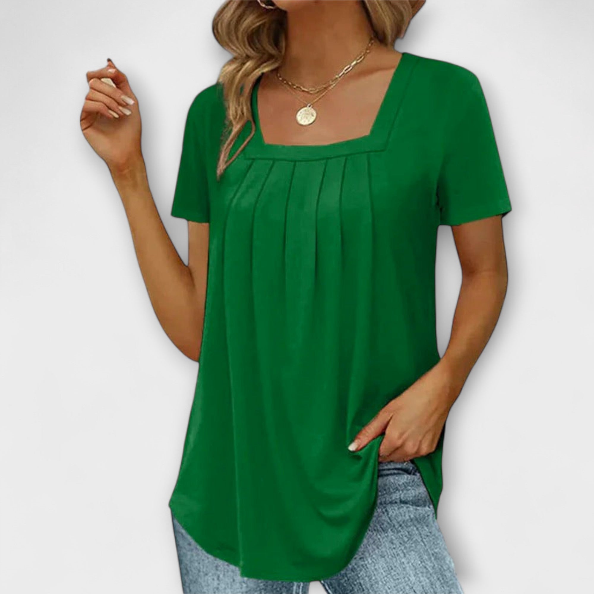 Annie - Weiße Bluse mit eckigem Ausschnitt