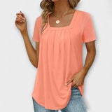 Annie - Weiße Bluse mit eckigem Ausschnitt