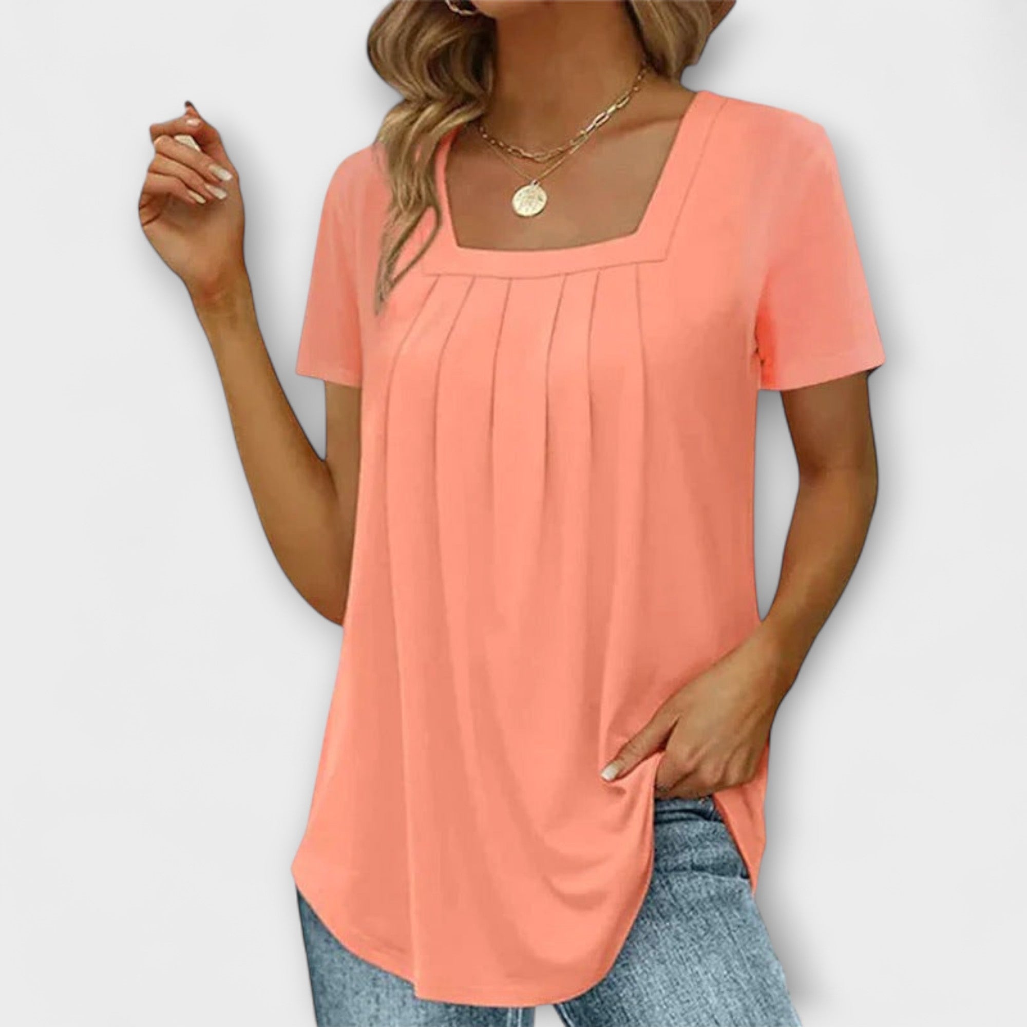 Annie - Weiße Bluse mit eckigem Ausschnitt