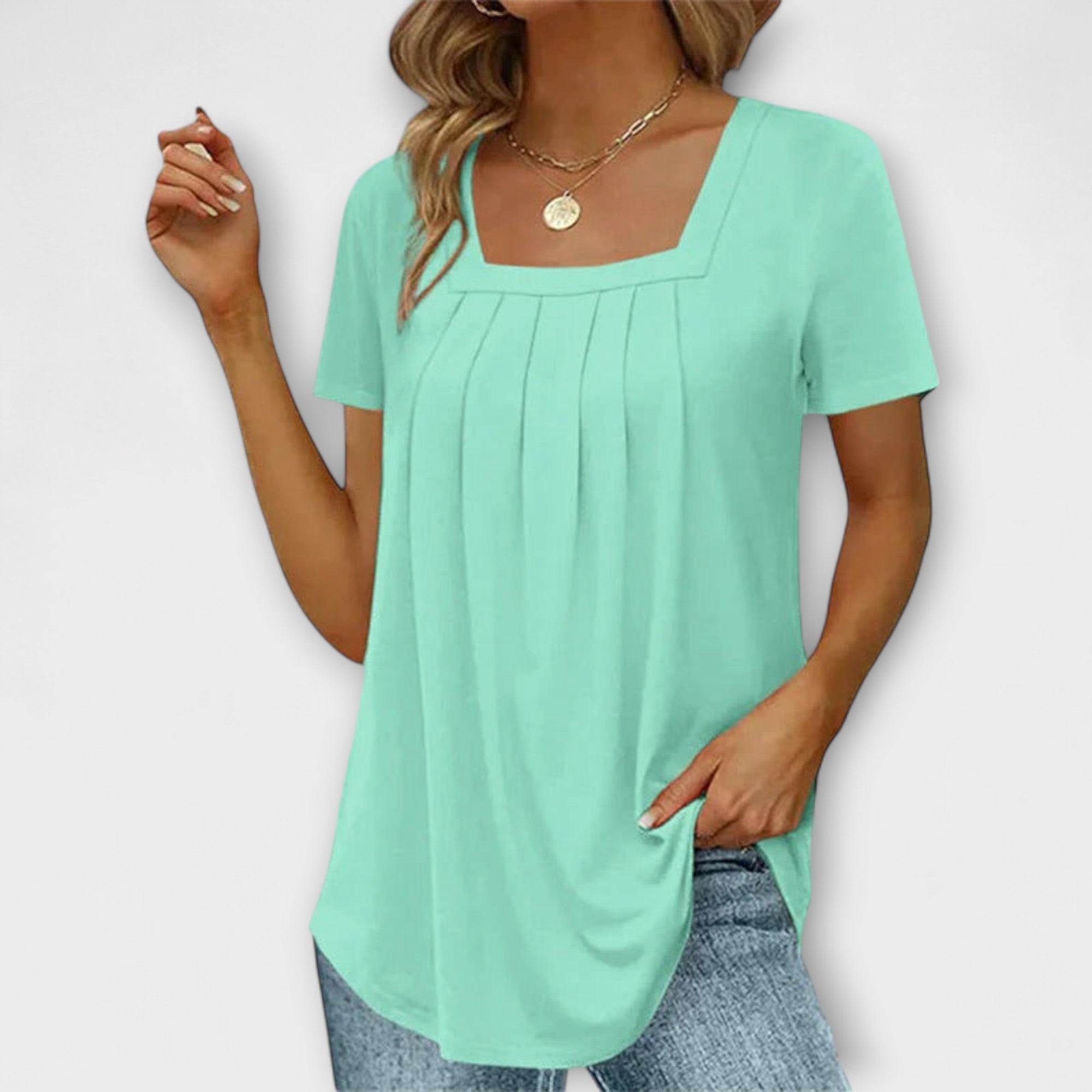 Annie - Weiße Bluse mit eckigem Ausschnitt