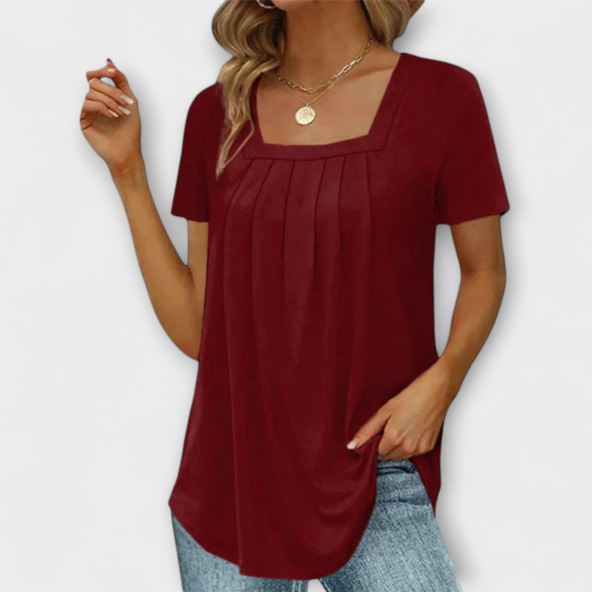 Annie - Weiße Bluse mit eckigem Ausschnitt