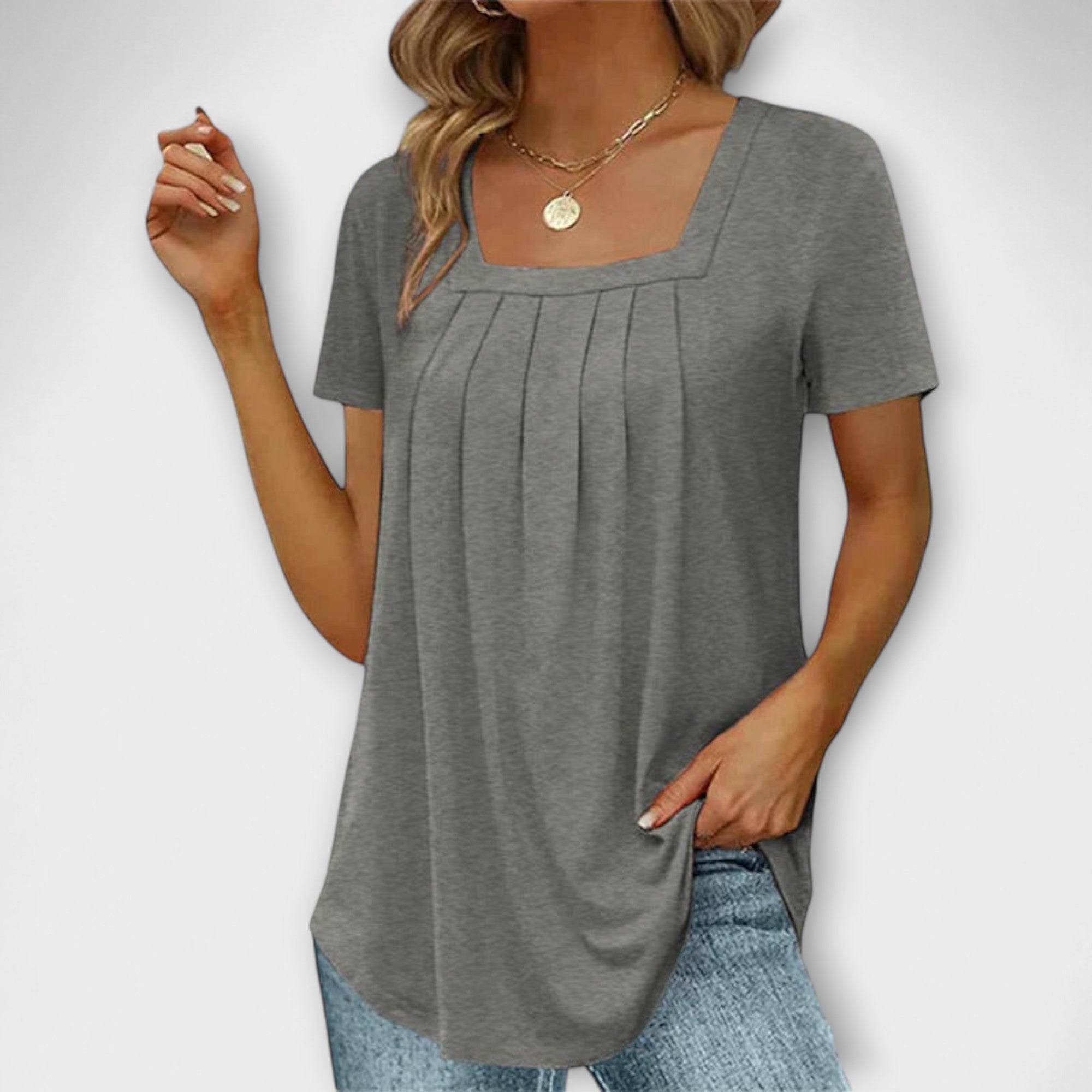 Annie - Weiße Bluse mit eckigem Ausschnitt