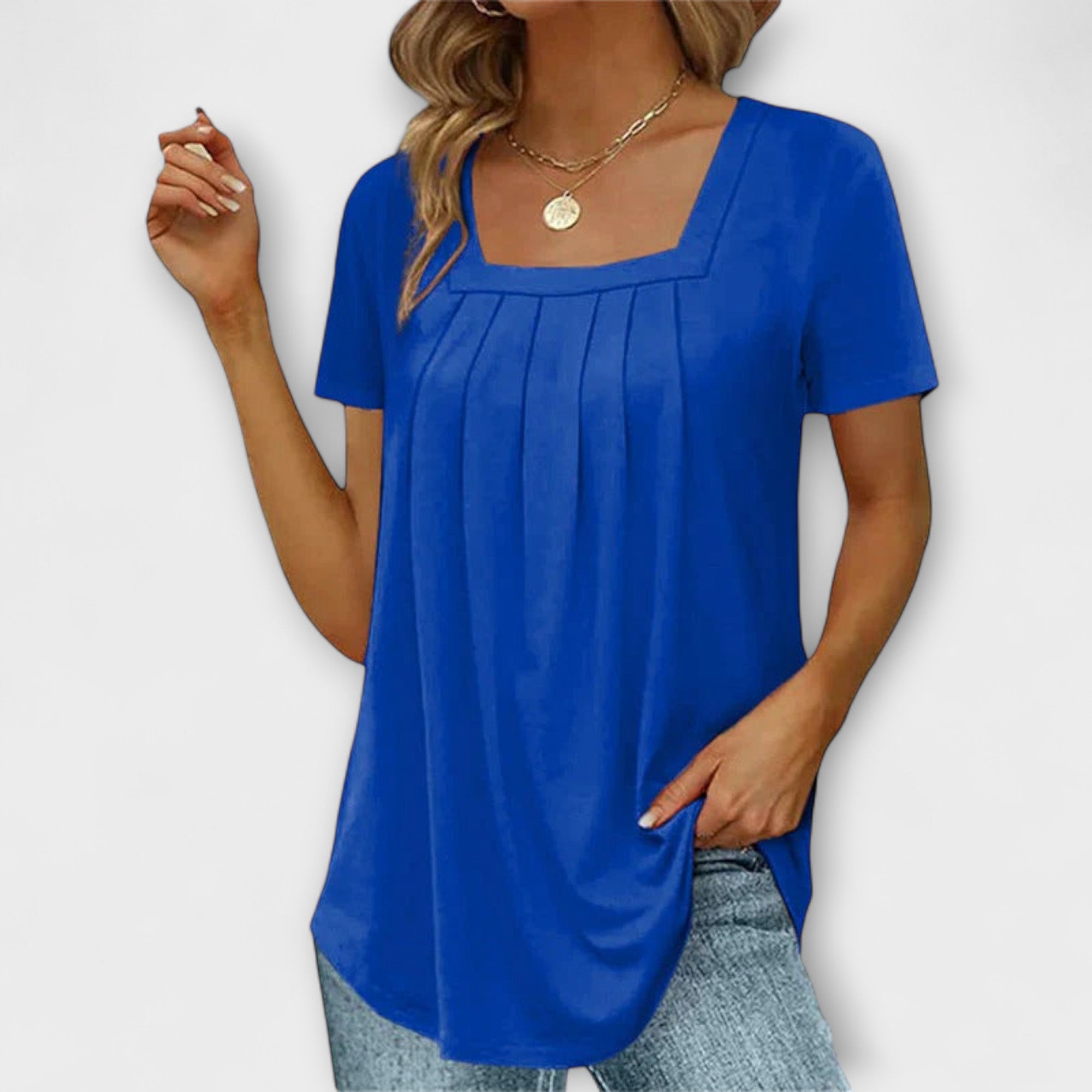 Annie - Weiße Bluse mit eckigem Ausschnitt